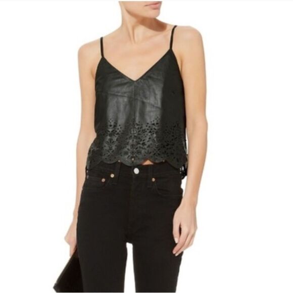 Marissa Webb Bristol Leather Eyelet Cut Adjustable Tank Top - Picture 3 of 10